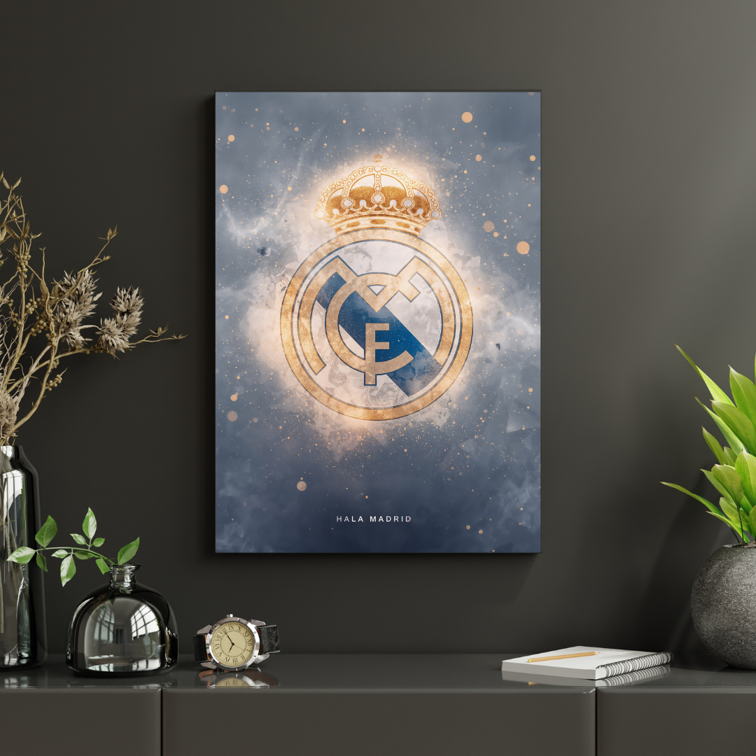 Real Madrid – Złoty Herb Hala Madrid Plakat Aluminiowy