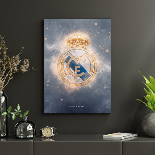 Real Madrid – Złoty Herb Hala Madrid Plakat Aluminiowy