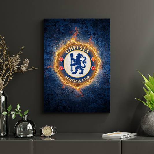 Chelsea FC – Blue Flame Crest Plakat Aluminiowy