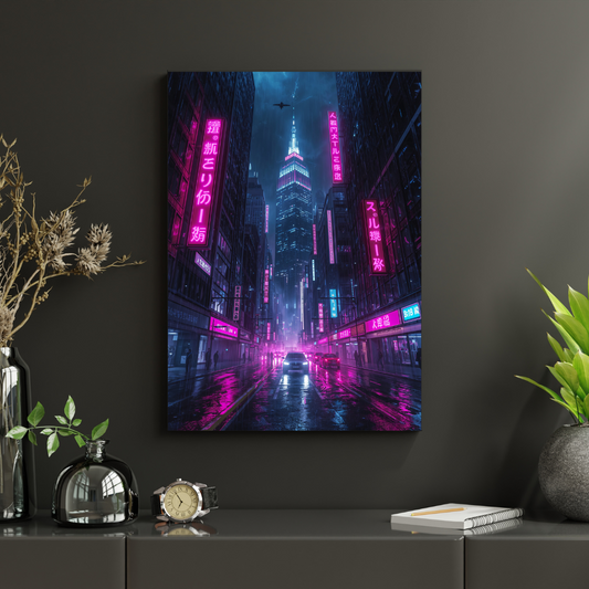 Cyber City – Neon Storm Plakat Aluminiowy