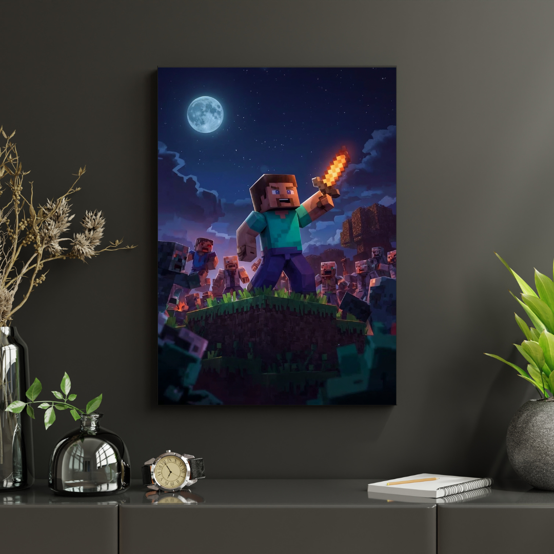 Minecraft – Night Battle Plakat Aluminiowy