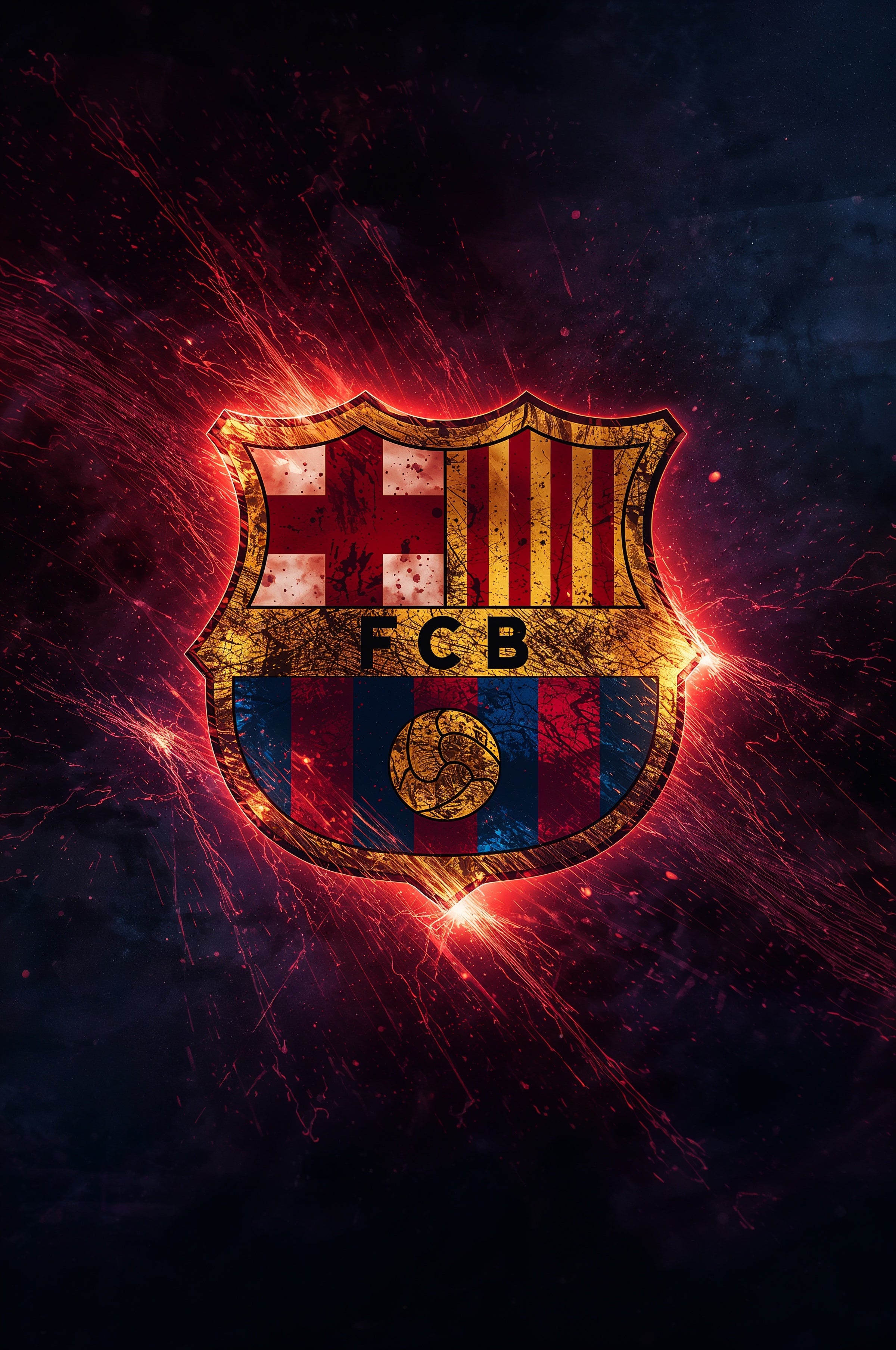 FC Barcelona – Crest of Fire Plakat Aluminiowy