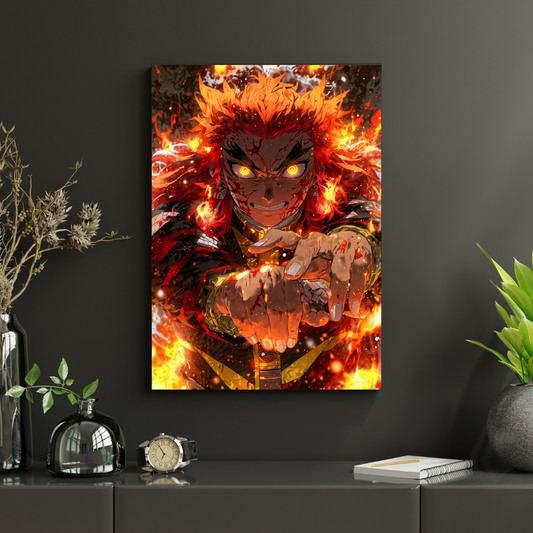 Demon Slayer – Rengoku „Flame Fury” Plakat Aluminiowy
