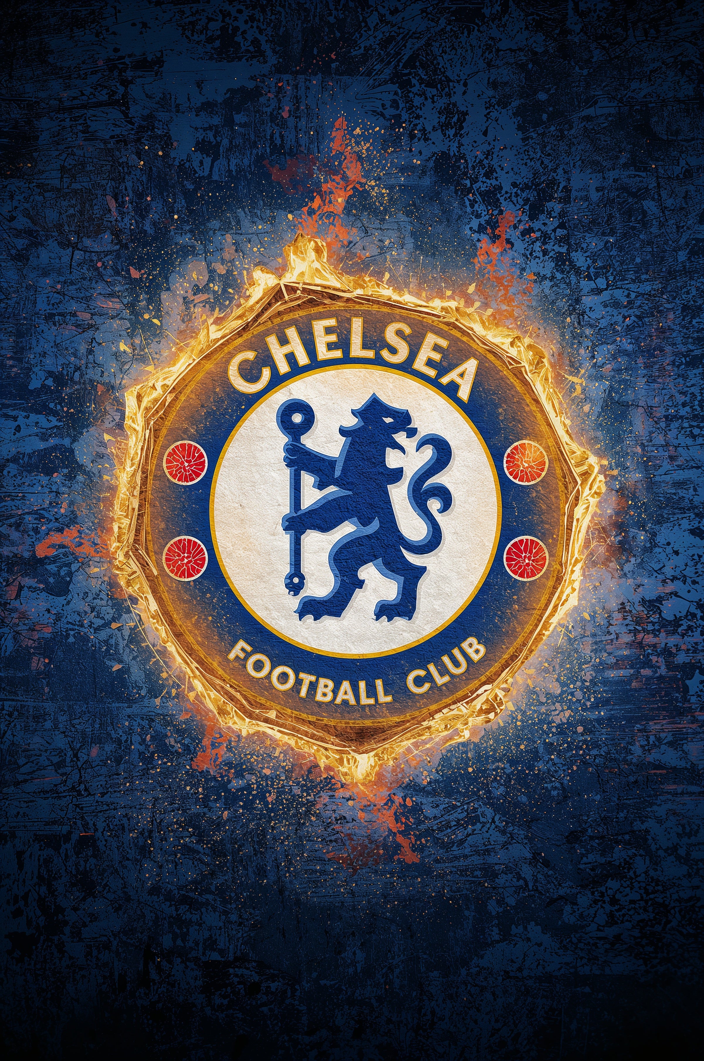 Chelsea FC – Blue Flame Crest Plakat Aluminiowy