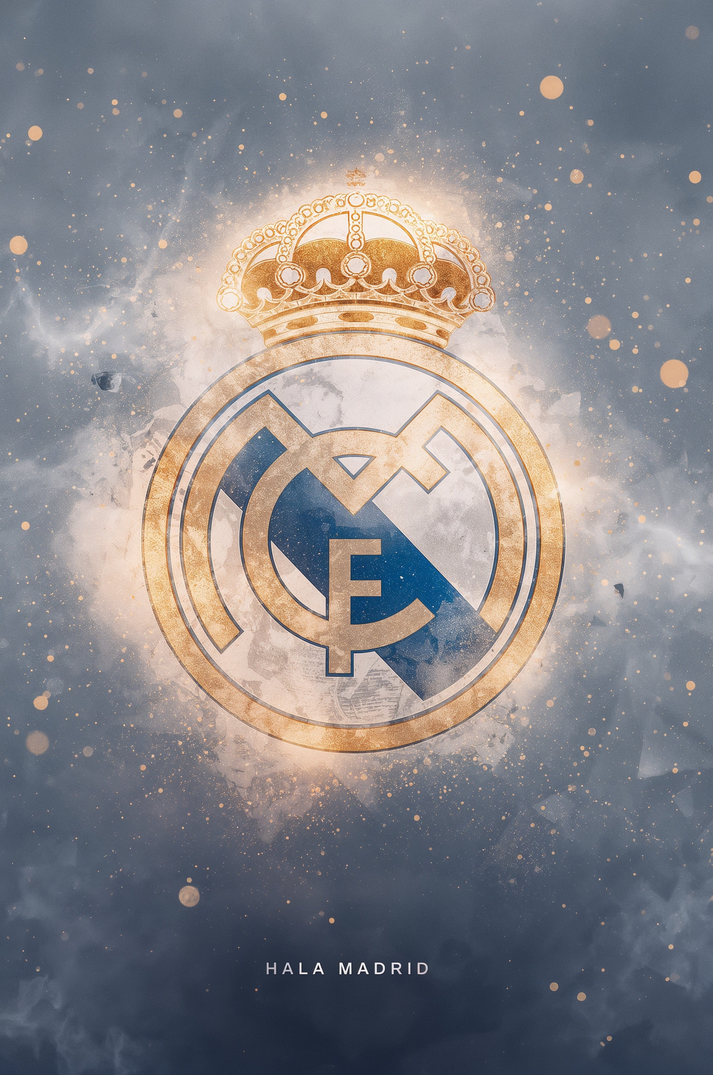 Real Madrid – Złoty Herb Hala Madrid Plakat Aluminiowy