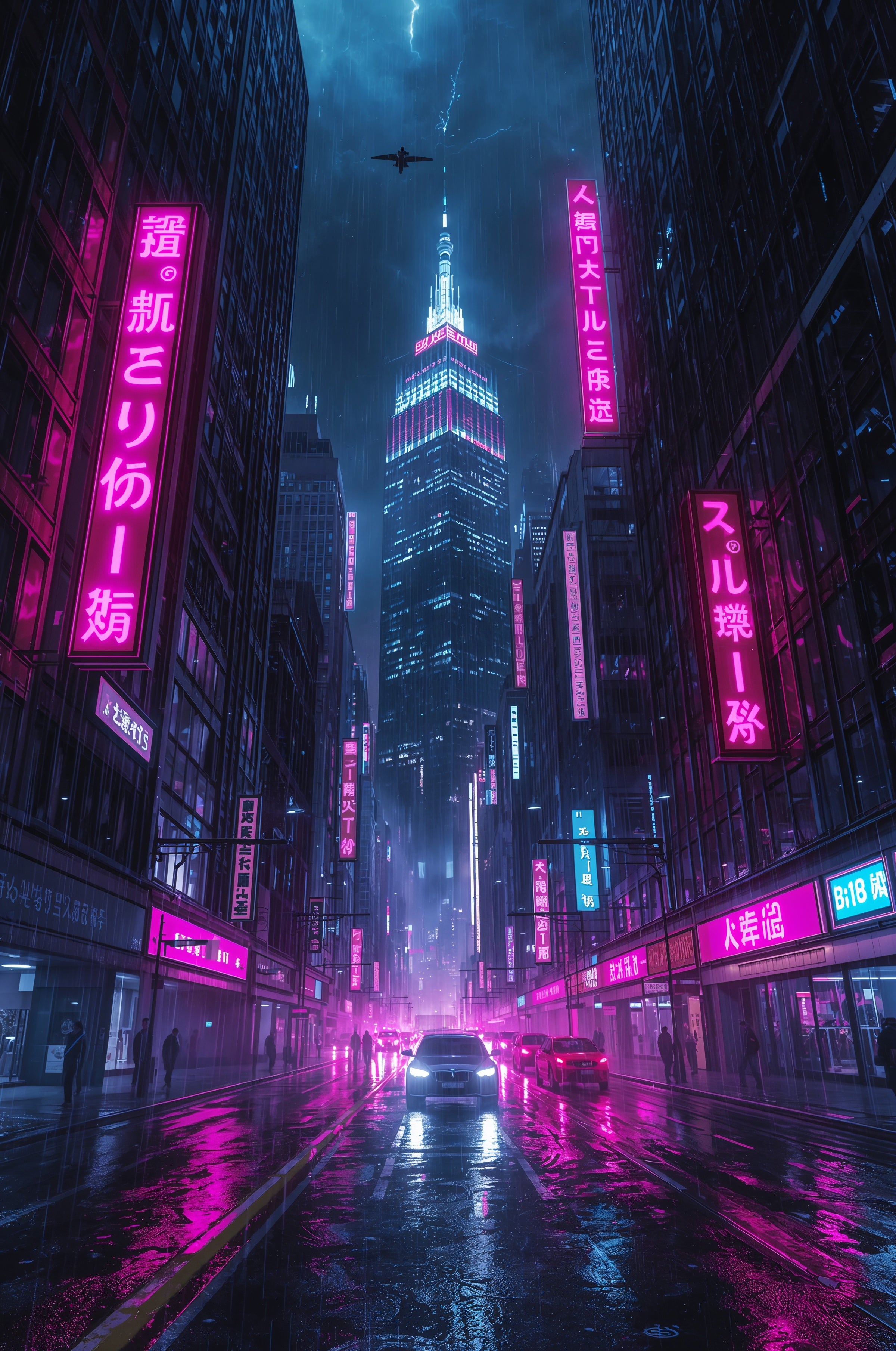 Cyber City – Neon Storm Plakat Aluminiowy