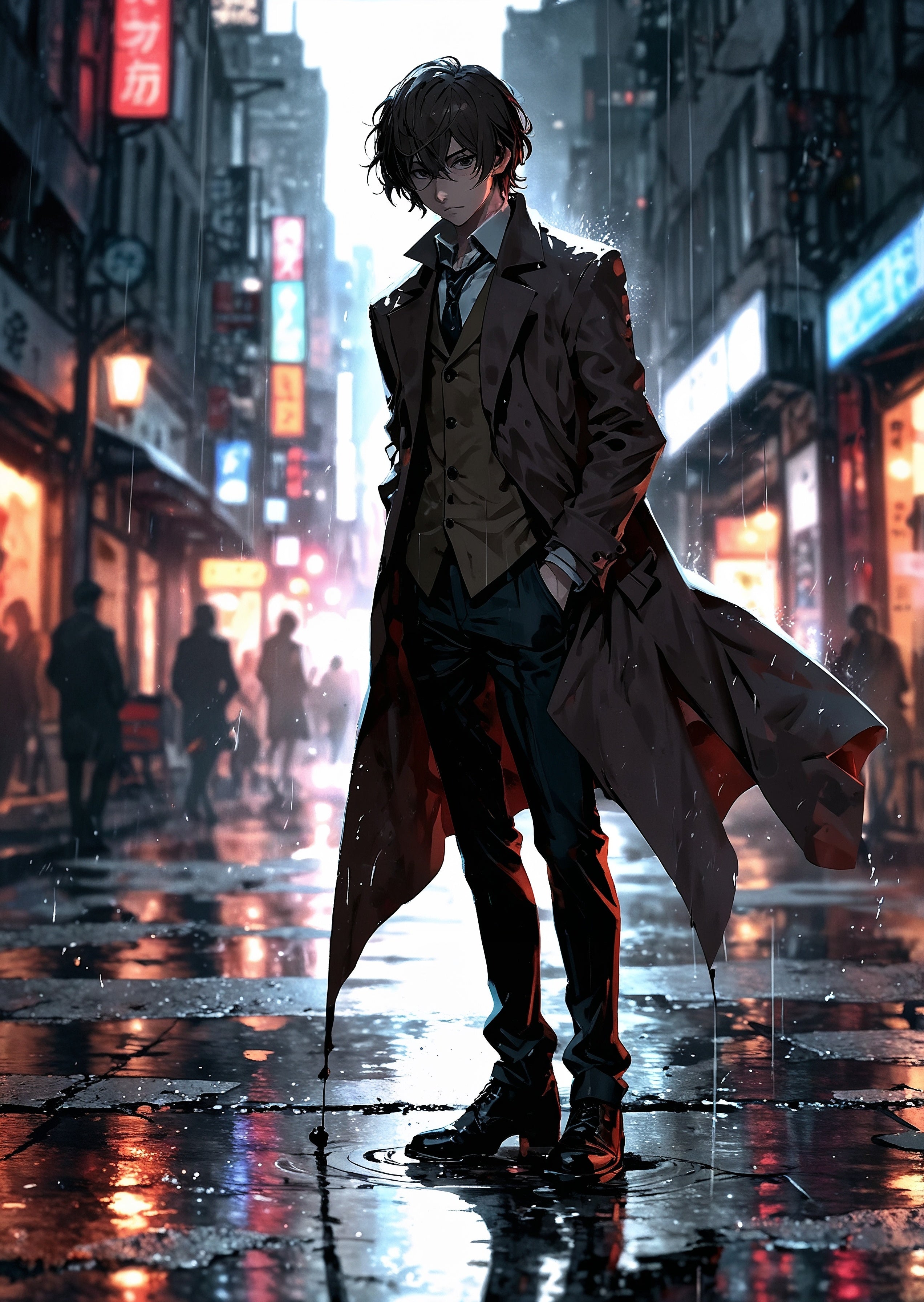 Bungou Stray Dogs – Osamu Dazai „City Shadows” Plakat Aluminiowy