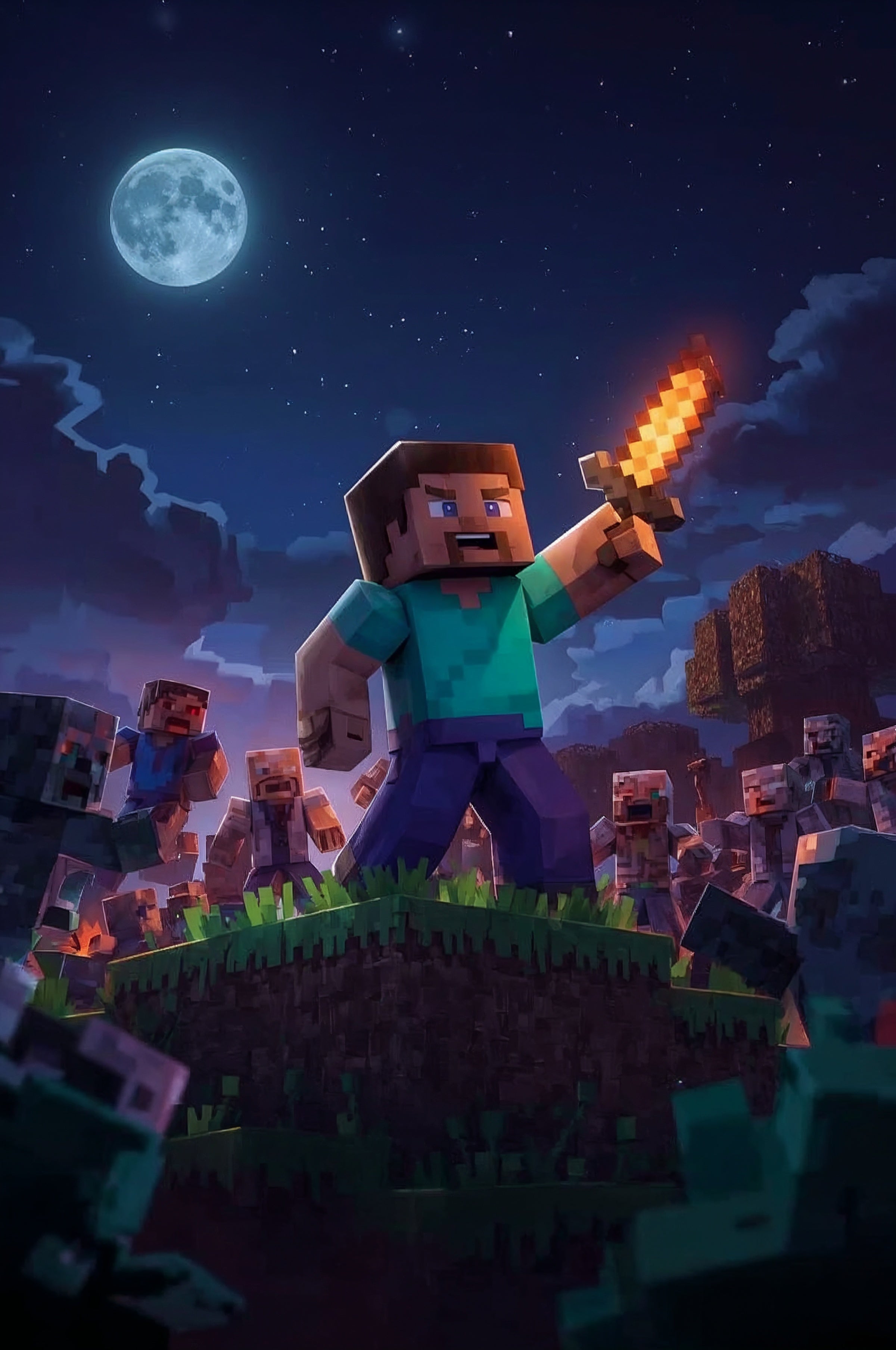 Minecraft – Night Battle Plakat Aluminiowy