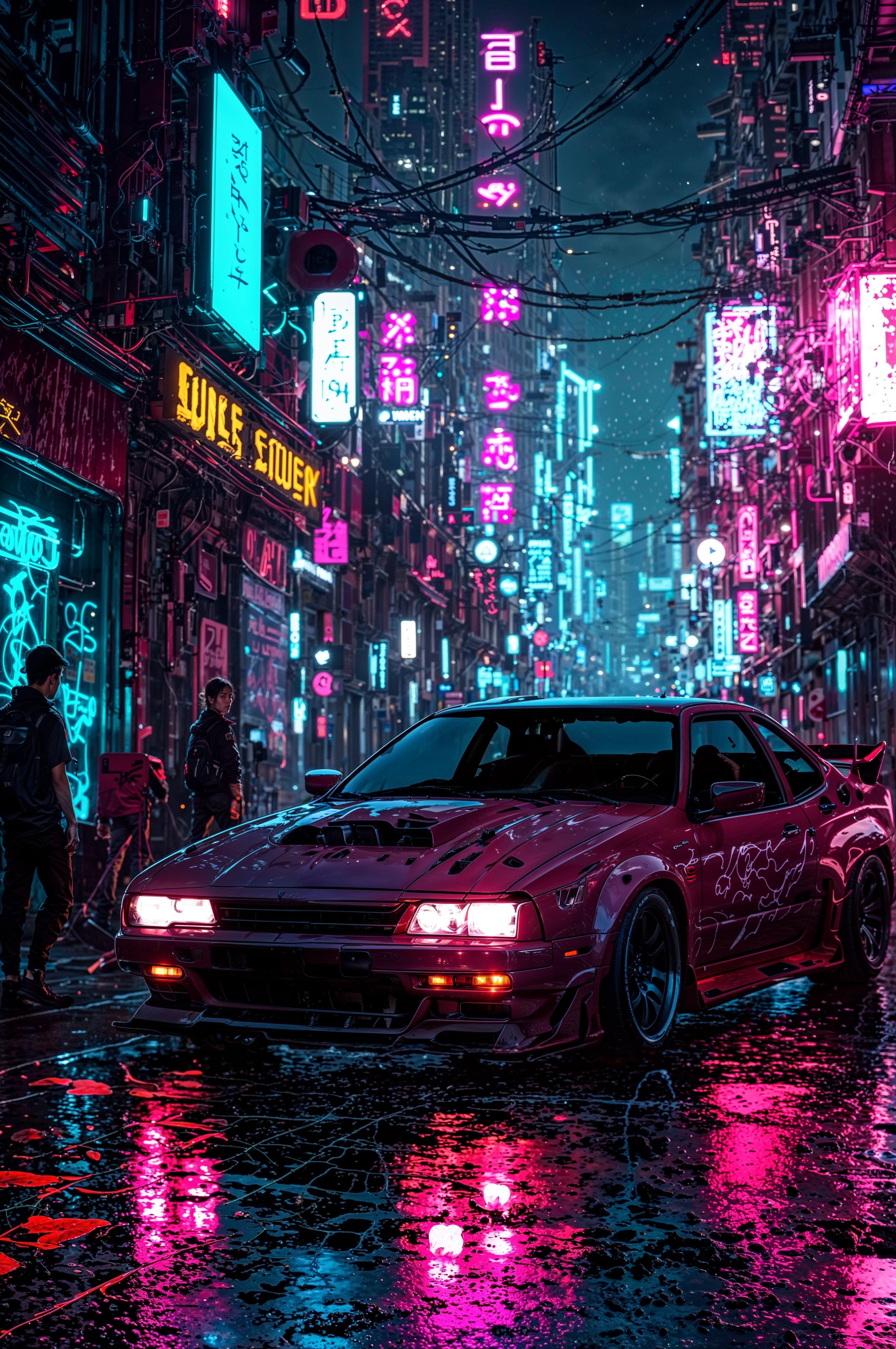 Initial D – Cyberpunk Night Drift Plakat Aluminiowy