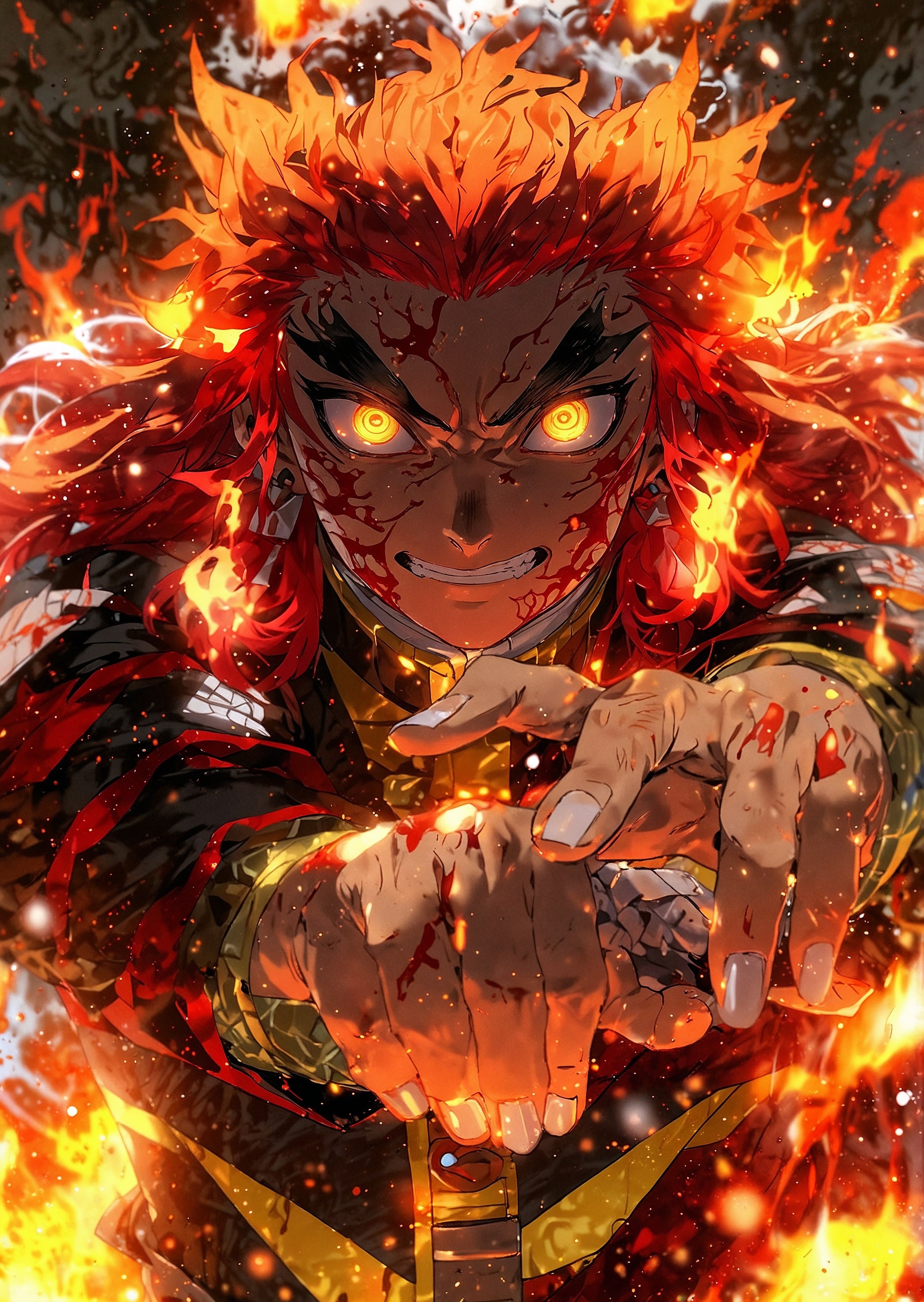 Demon Slayer – Rengoku „Flame Fury” Plakat Aluminiowy