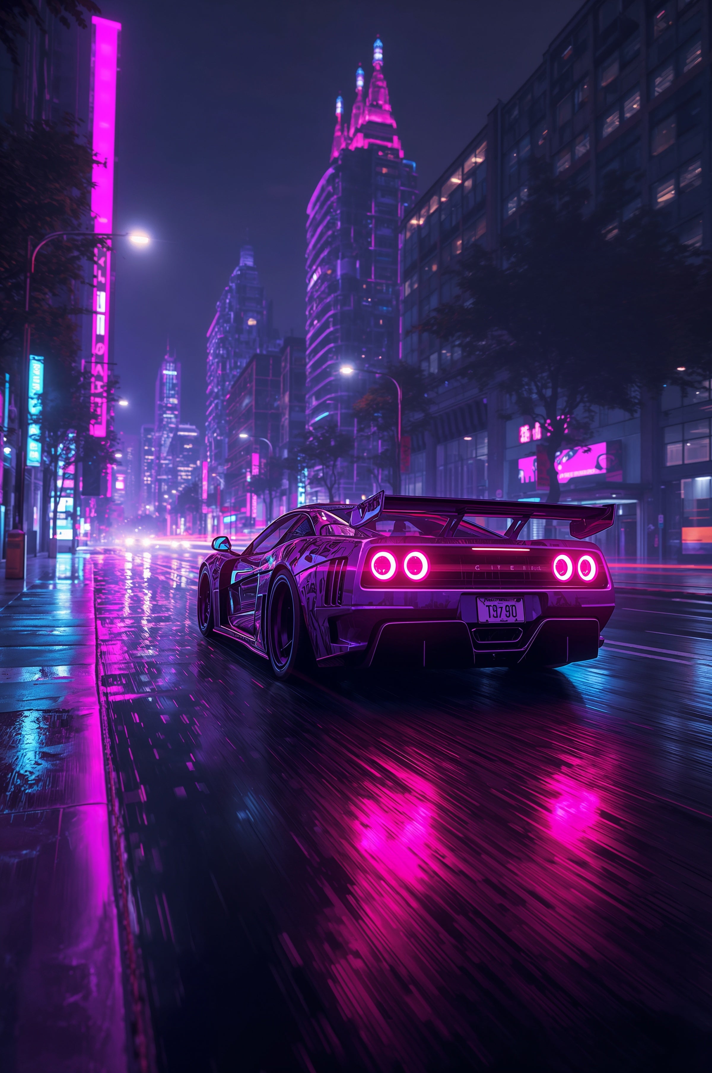 Cyber Drive – Neon Pursuit Plakat Aluminiowy